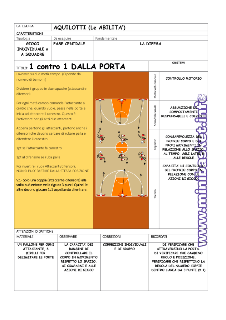 categoria aquilotti: controllo motorio e difesa.