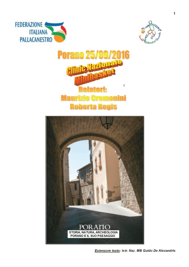 Dispensa: clinic nazionale minibasket Porano 2016