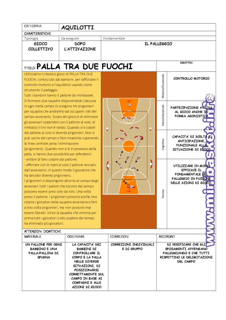 Giochiamo a Palla tra due fuochi adattata al minibasket